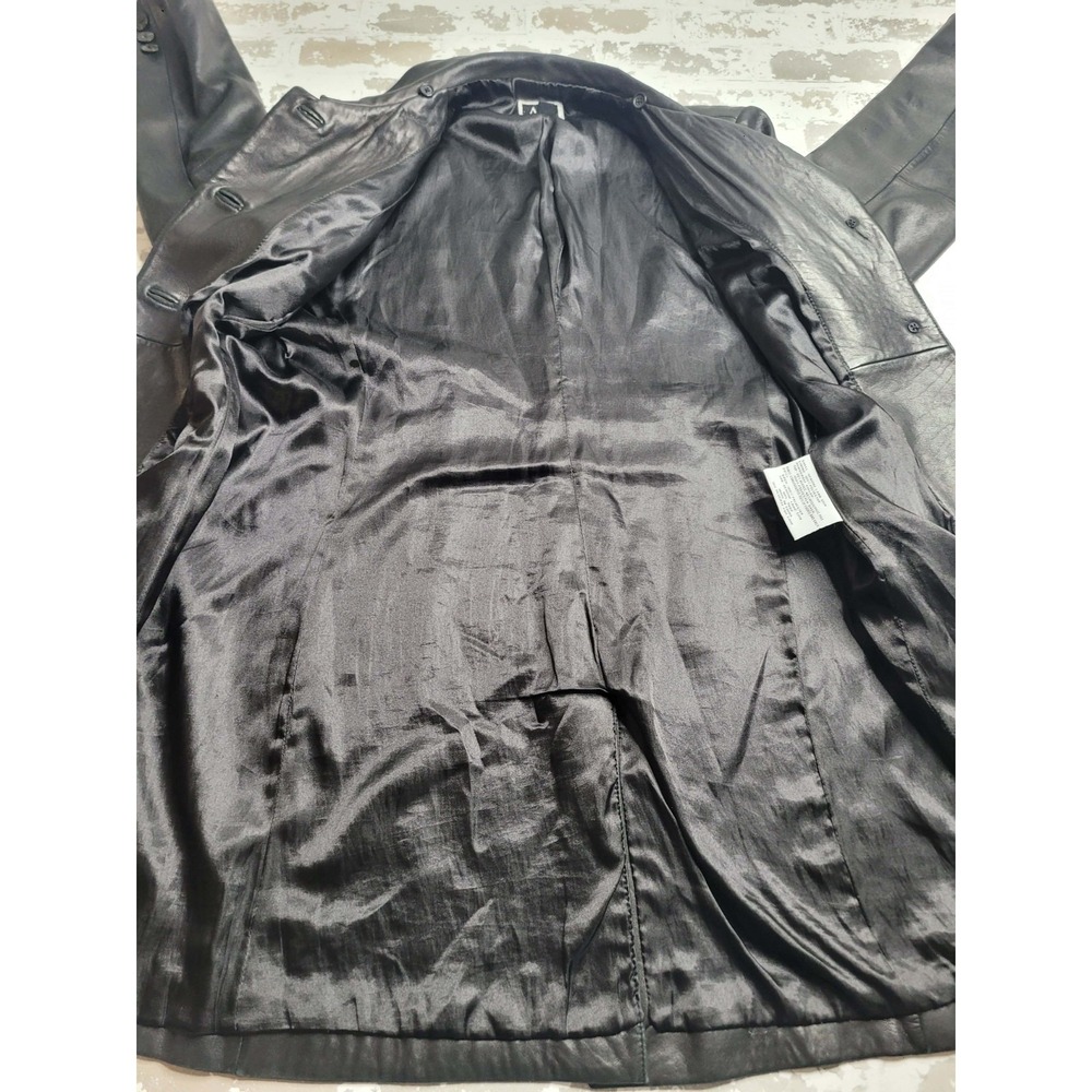 AK Anne Klein Women's Lambskin Black Leather Jacket Long Large Ultra-Soft - Picture 6 of 7